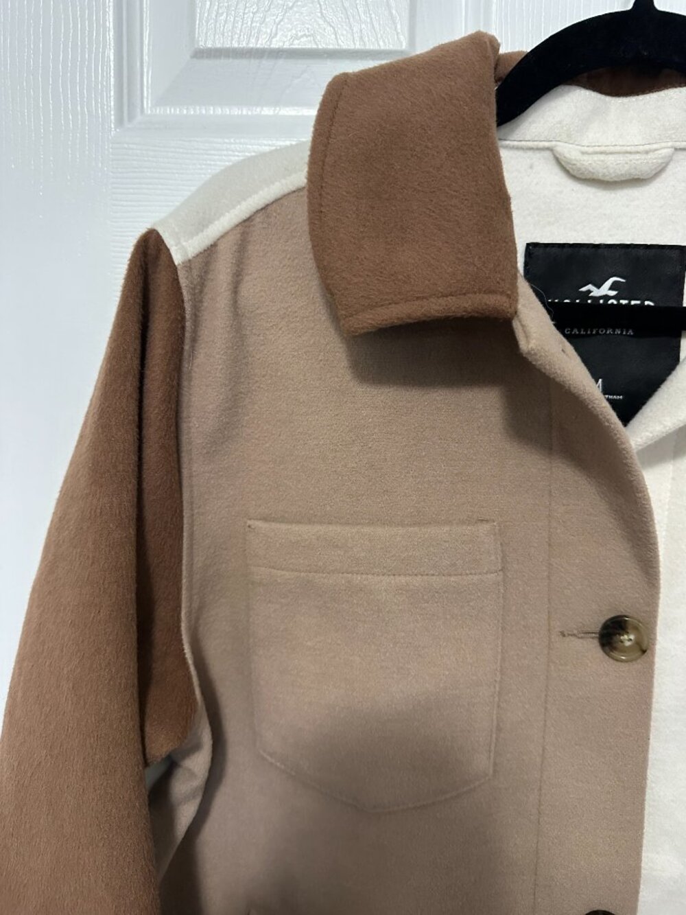 [SOLD] Hollister Brown Shacket - Long Wool Shirt Jacket Medium - Picture 6 of 10